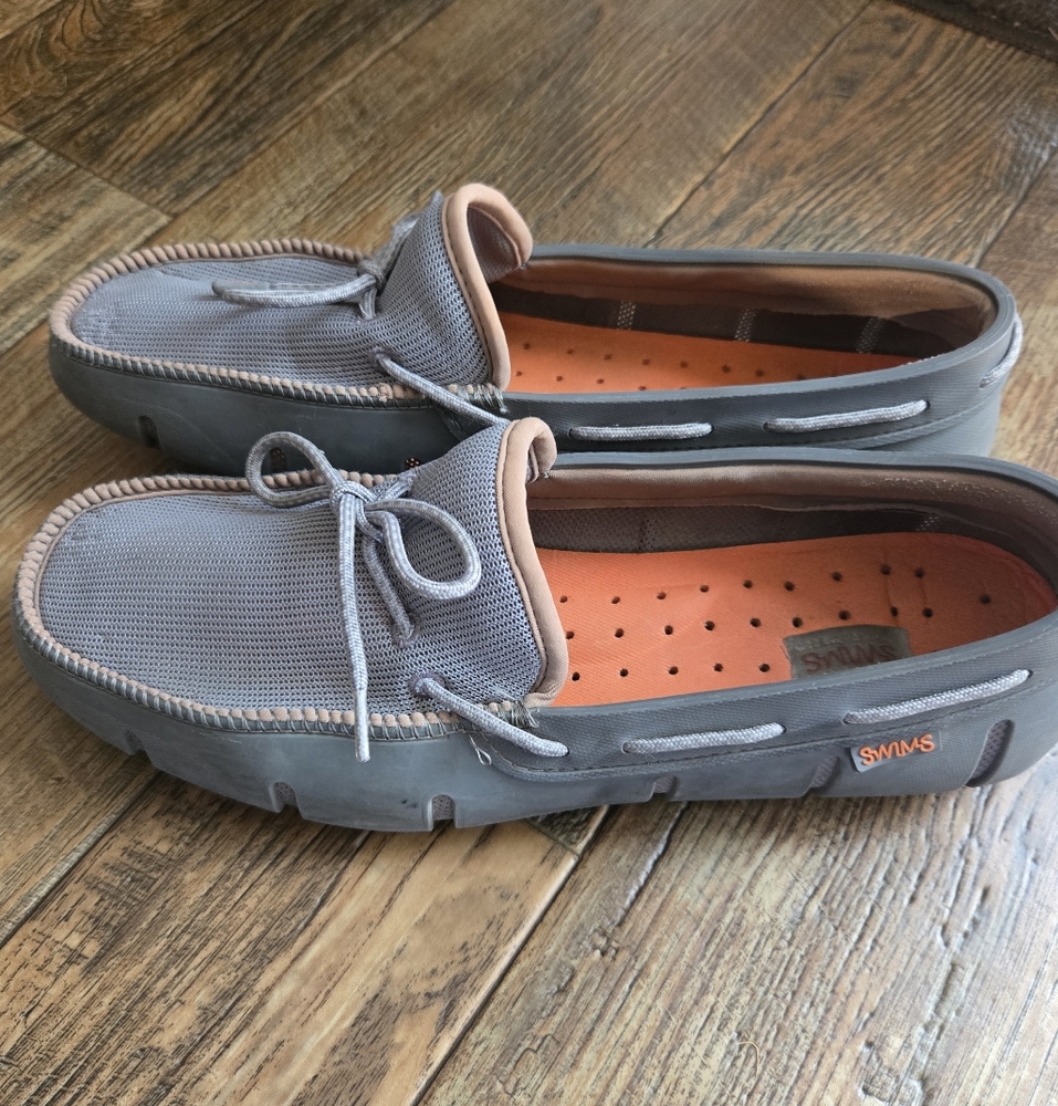 Swims Gray and Orange Boat Shoes